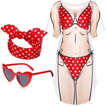 Conjunto de capa de biquíni Jeyiour Red XL Polka Dot