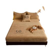 Conjunto De Capa De Cama De Veludo Queen King Protetor De Colchão Elástico Macio Cor Sólida