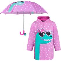 Conjunto de capa de chuva e guarda-chuva addie & tate Dino Hearts Girls