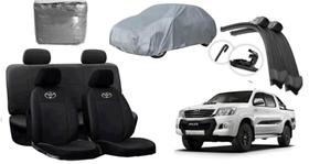 Conjunto de Capa de Couro + Capa de Cobrir + Limpador de Parabrisa para Hilux 16-19