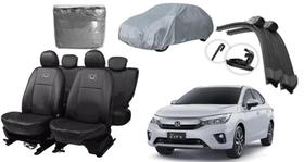 Conjunto de Capa de Couro e Acessórios para Honda City 19-24 + Limpador de Parabrisa