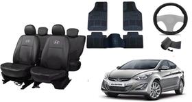 Conjunto de Capa de Couro Elantra 14-18 + Volante + Tapetes Premium