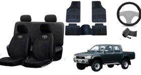 Conjunto de Capa de Couro Hilux 91-03 + Tapete + Capa de Volante Premium