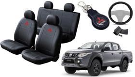 Conjunto de Capa de Couro L200 2015 a 2022 + Chaveiro + Capa de Volante: Estilo Completo