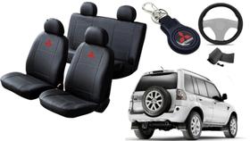 Conjunto de Capa de Couro Pajero 2007 a 2012 + Chaveiro + Capa de Volante: Personalização Completa