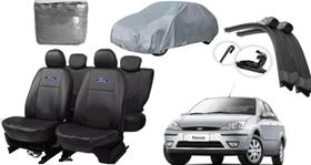 Conjunto de Capa de Couro para Focus 98-10 + Capa de Cobrir e Limpador de Parabrisa