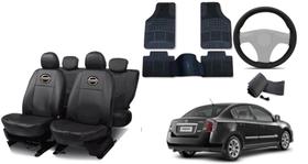 Conjunto de Capa de Couro Sentra 01-15 + Tapetes + Acessórios para o Volante Conjunto de Capa de Couro Sentra 01-15 + Tapetes + Acessórios para o Volante