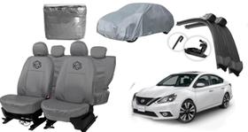 Conjunto de Capa de Couro Sentra 20-24 + Capa Cobrir
