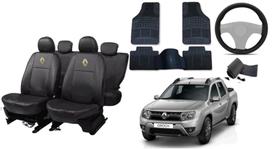 Conjunto de Capa de Couro + Tapetes + Capa de Volante para Oroch 10-17 Versatilidade e Qualidade
