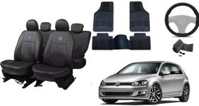 Conjunto de Capa de Couro + Tapetes de Carro Golf 13-22 + Capa de Volante Exclusiva