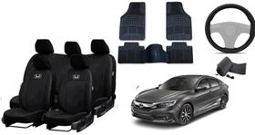 Conjunto de Capa de Couro + Tapetes e Capa de Volante Honda Civic 16-21 - Proteção Total Conjunto de Capa de Couro + Tapetes e Capa de Volante Honda Civic 16-21 - Proteção Total