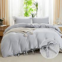 Conjunto de capa de edredom annadaif Light Grey Queen com 2 fronhas