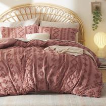 Conjunto de Capa de Edredom Bedsure Boho King Size - Rosa Escuro Conjunto de Capa de Edredom Bedsure Boho King Size - Rosa Escuro