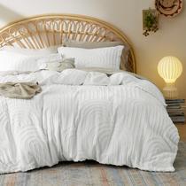 Conjunto de capa de edredom Bedsure Boho Queen Size White Abstract