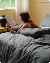 Conjunto de capa de edredom Bedsure Cooling Queen Size cinza escuro