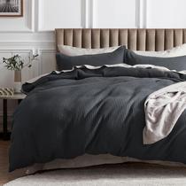 Conjunto de capa de edredom Bedsure Cotton Waffle Weave Charcoal Full Conjunto de capa de edredom Bedsure Cotton Waffle Weave Charcoal Full