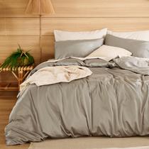 Conjunto de Capa de Edredom Bedsure King Size em Algodão Lyocell - Bege Claro Conjunto de Capa de Edredom Bedsure King Size em Algodão Lyocell - Bege Claro