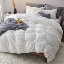 Conjunto de Capa de Edredom Bedsure King Size - Pelúcia Faux Fur Branca