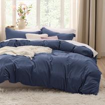 Conjunto de Capa de Edredom Bedsure Navy King Size 3 Peças - Pré-Lavado