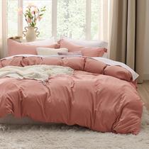 Conjunto de Capa de Edredom Bedsure Pink Clay King Size 3 Peças
