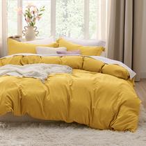 Conjunto de Capa de Edredom Bedsure Queen Size - Amarelo Mostarda - 3 Peças
