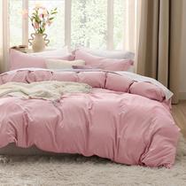 Conjunto de Capa de Edredom Bedsure Rosa Queen Size 3 Peças - Pré-Lavado