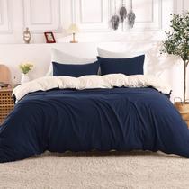 Conjunto de Capa de Edredom CAROMIO Navy Blue Queen - 3 Peças