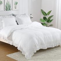 Conjunto de capa de edredom CAROMIO White Ruffled Twin Size Microfiber