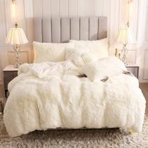 Conjunto de capa de edredom de cama Uhamho Faux Fur Velvet Fluffy Twin