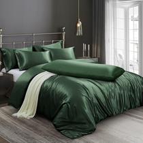 Conjunto de capa de edredom de cetim Ersmak King Size verde esmeralda 6 peças