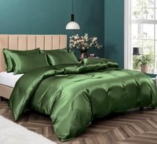 Conjunto de capa de edredom de cetim P Pothuiny Full/Queen Size 5 peças Conjunto de capa de edredom de cetim P Pothuiny Full/Queen Size 5 peças