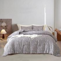 Conjunto de capa de edredom EAVD Garden Style Grey Floral Twin XL Cotton Conjunto de capa de edredom EAVD Garden Style Grey Floral Twin XL Cotton