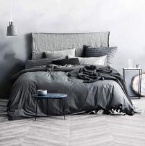 Conjunto de capa de edredom ECOCOTT Grey 100% algodão lavado Queen Size