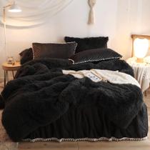 Conjunto de capa de edredom HAIHUA Black Fluffy Twin com fronhas Conjunto de capa de edredom HAIHUA Black Fluffy Twin com fronhas