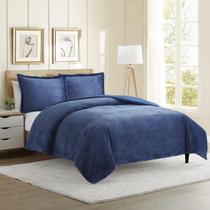 Conjunto de capa de edredom Hearth & Harbor Flannel 3PC Queen Navy Conjunto de capa de edredom Hearth & Harbor Flannel 3PC Queen Navy