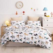Conjunto de capa de edredom Ivellow Twin 100% algodão para crianças com padrão para cães