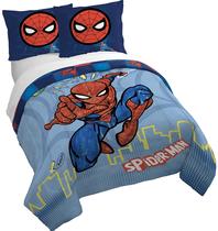 Conjunto de capa de edredom Jay Franco Spiderman Blue Queen Size 3 peças Conjunto de capa de edredom Jay Franco Spiderman Blue Queen Size 3 peças