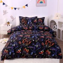 Conjunto de capa de edredom JSD Black Gamer Kids Twin Size 2 peças