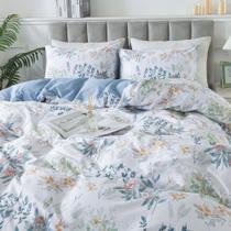Conjunto de capa de edredom King HoneiLife 100% algodão floral 264 x 229 cm