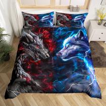 Conjunto de capa de edredom Manfei 3D Dragon Kids Twin Size com fronha