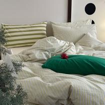 Conjunto de capa de edredom MKXI French Stripe King 100% algodão lavado Conjunto de capa de edredom MKXI French Stripe King 100% algodão lavado