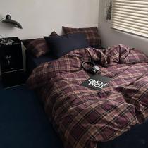 Conjunto de capa de edredom MKXI Rustic Burgundy Plaid Twin XL Size