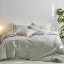 Conjunto de capa de edredom MooMee 100% algodão lavado, linho, tamanho completo