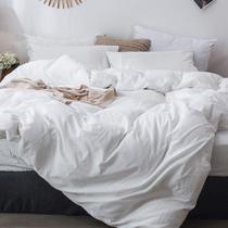 Conjunto de capa de edredom MooMee Bedding 100% algodão lavado e linho King Conjunto de capa de edredom MooMee Bedding 100% algodão lavado e linho King