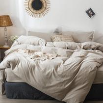 Conjunto de capa de edredom MooMee Bedding 100% algodão lavado e linho Queen Conjunto de capa de edredom MooMee Bedding 100% algodão lavado e linho Queen