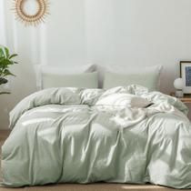 Conjunto de capa de edredom MooMee Bedding 100% algodão lavado Queen