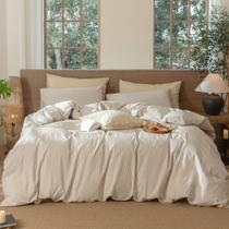 Conjunto de capa de edredom MooMee listrado 100% algodão lavado King