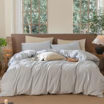 Conjunto de capa de edredom MooMee listrado 100% algodão lavado