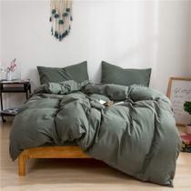 Conjunto de capa de edredom Mucalis Sage Green King 100% algodão