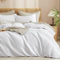 Conjunto de capa de edredom PHF Waffle Weave King Size, branca, 3 unidades